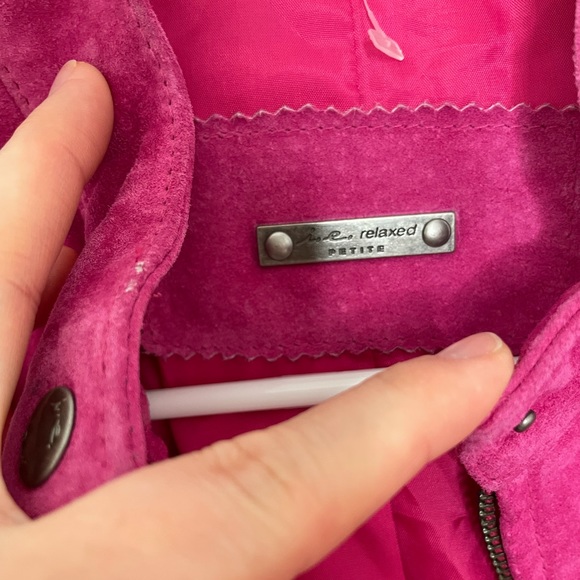 NWT hot pink Moto leather jacket zip up petite small - Picture 4 of 13